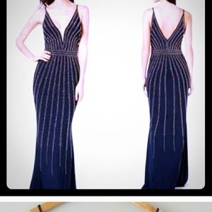 Xscape Formal Hourglass Navy&Rose Gown